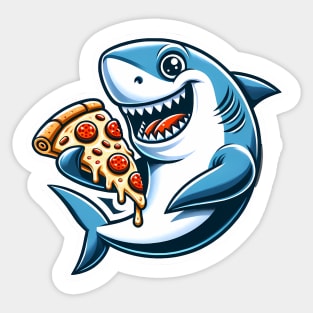 Funny Shark with Pizza, Pizza Lover Sticker